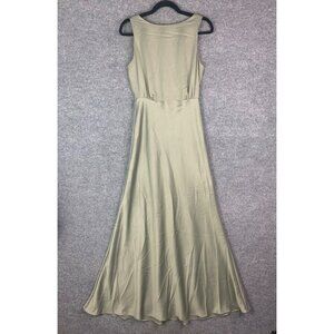 BHLDN Beckett Green Sage Sleeveless Maxi Dress Satin Gown Size 4